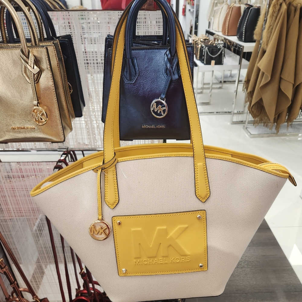 Michael Kors Yellow and Cream Tote Bag